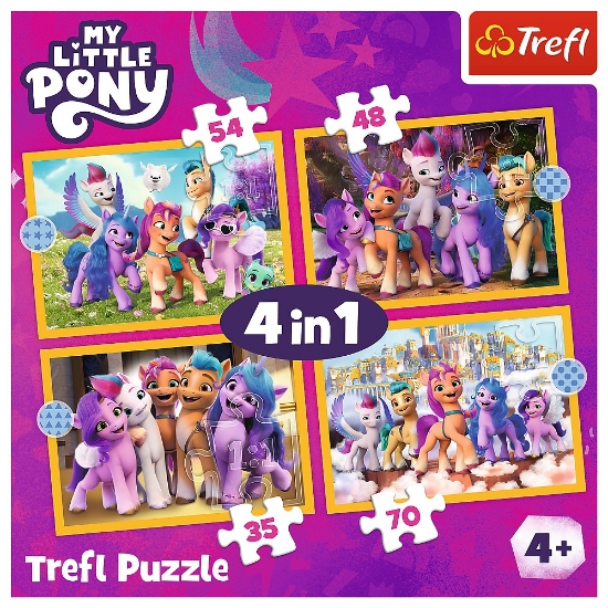 Imagine Puzzle Trefl 4in1 My Little Pony să cunoaștem poneii
