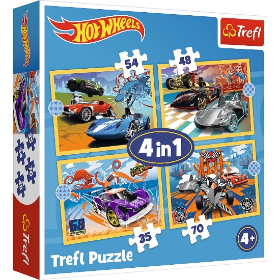Imagine PUZZLE TREFL 4IN1 HOT WHEELS VEHICULE