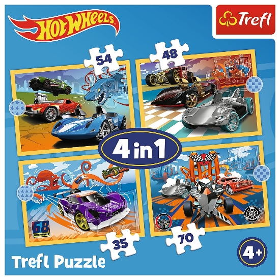 Imagine  Puzzle Trefl 4in1 Hot Wheels – Vehicule