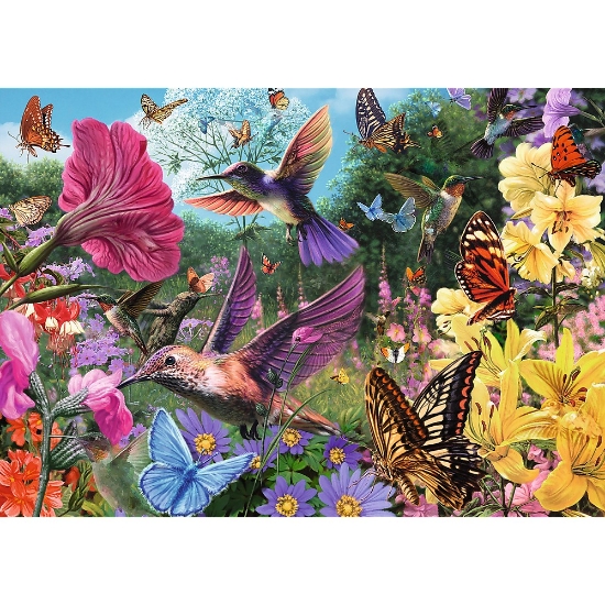 Imagine Puzzle Trefl 1000 Premium Plus Tea Time Grădina cu Colibri