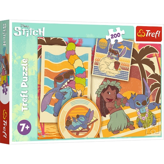 Imagine PUZZLE TREFL 200 STITCH LA PLAJA CU LILO SI STITCH