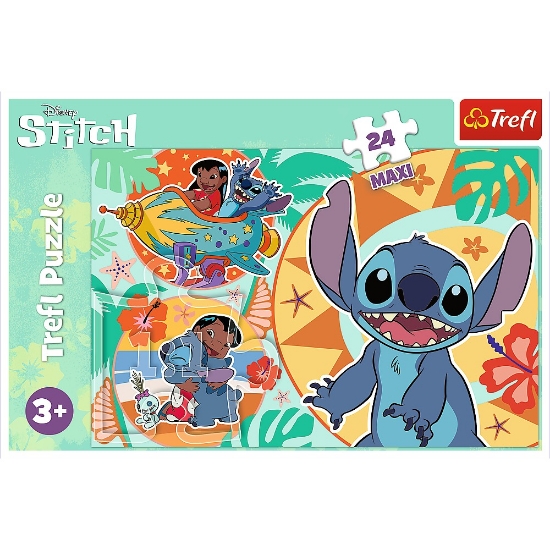 Imagine  Puzzle Trefl 24 MAXI Stitch Ziua veselă a lui Lilo și Stitch
