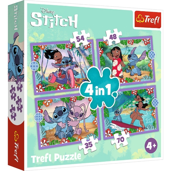 Imagine PUZZLE TREFL 4IN1 STITCH ZIUA FERMECATA