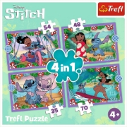 Imagine PUZZLE TREFL 4IN1 STITCH ZIUA FERMECATA