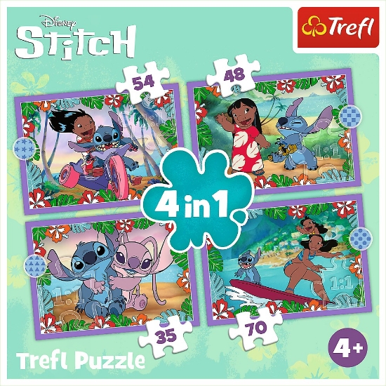 Imagine Puzzle Trefl 4in1 Stitch Ziua fermecată