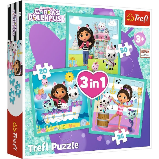 Imagine PUZZLE TREFL 3IN1 GABBYS DOLLHOUSE ACTIVITATILE LUI GABBY