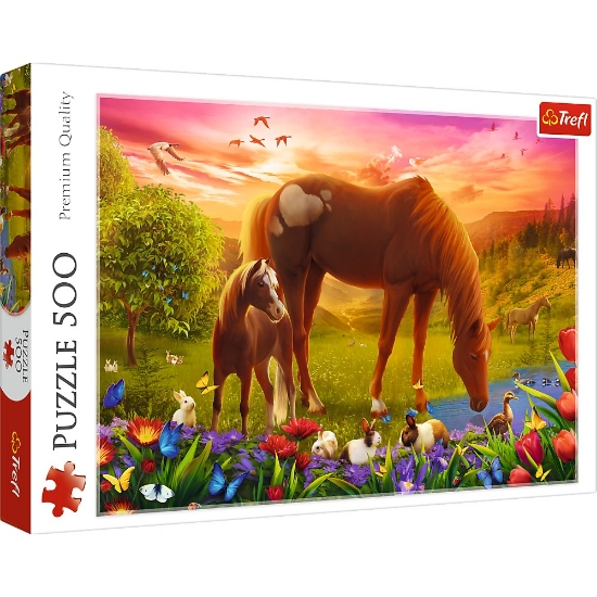 Imagine PUZZLE TREFL 500 CALUTII LA APUS
