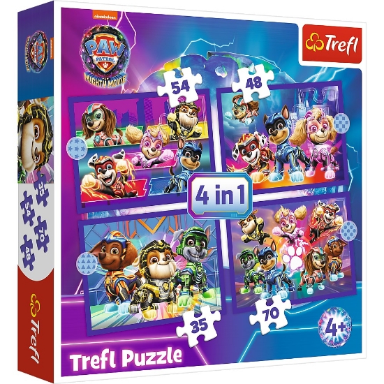 Imagine PUZZLE TREFL 4IN1 PATRULA CATELUSILOR MIGHTY MOVIE EROII