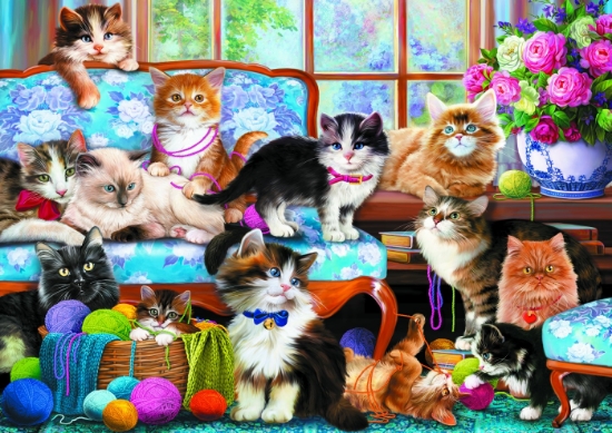 Imagine  Puzzle Trefl 500 Familia de pisicuțe