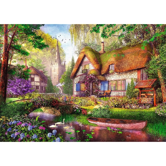 Imagine Puzzle Trefl 1000 Premium Plus Tea Time Căsuța din Pădure