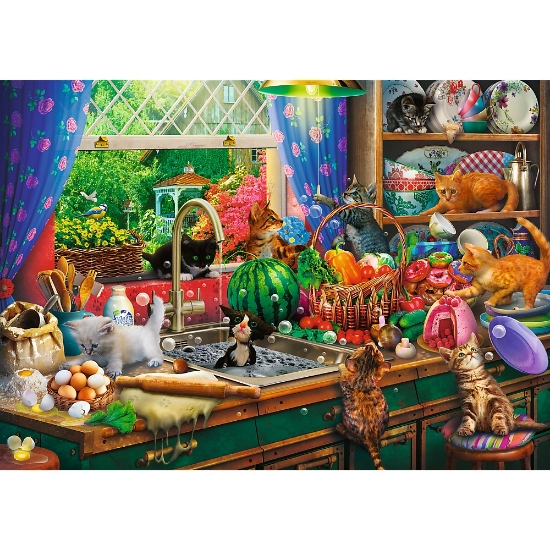 Imagine Puzzle Trefl 1000 Premium Plus Tea Time Pisici năzdrăvane