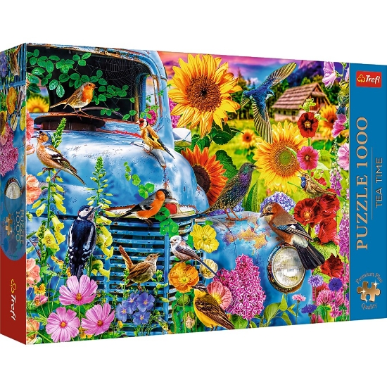 Imagine PUZZLE TREFL 1000 PREMIUM PLUS TEA TIME VIATA LA TARA PASARI CANTATOARE