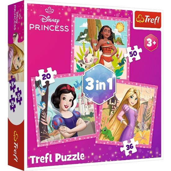 Imagine PUZZLE TREFL 3IN1 DISNEY PRINCESS FLORI MINUNATE