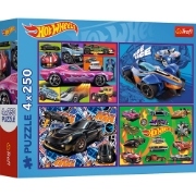 Imagine PUZZLE TREFL 4X250 HOT WHEELS MASINI DE CURSE