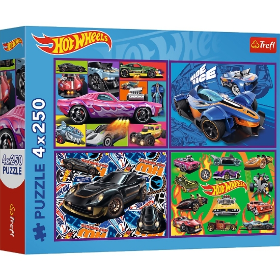 Imagine PUZZLE TREFL 4X250 HOT WHEELS MASINI DE CURSE
