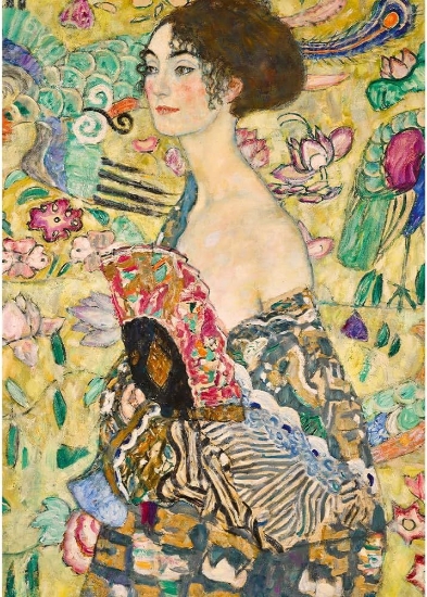 Imagine Puzzle Trefl 1000 Art Collection Gustav Klimt – Doamna cu evantaiul
