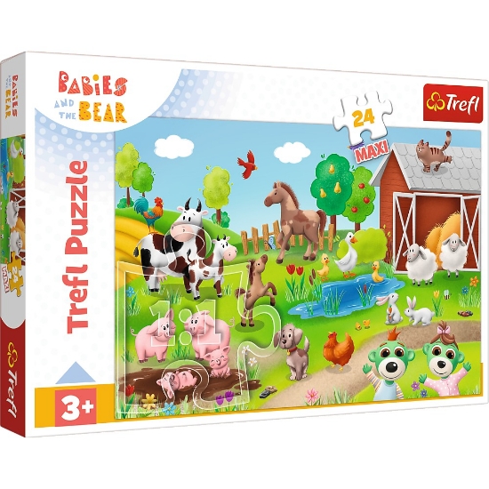 Imagine Puzzle Trefl 24 MAXI Babies and the Bear – Animale la fermă