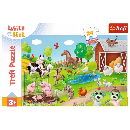 Imagine Puzzle Trefl 24 MAXI Babies and the Bear – Animale la fermă