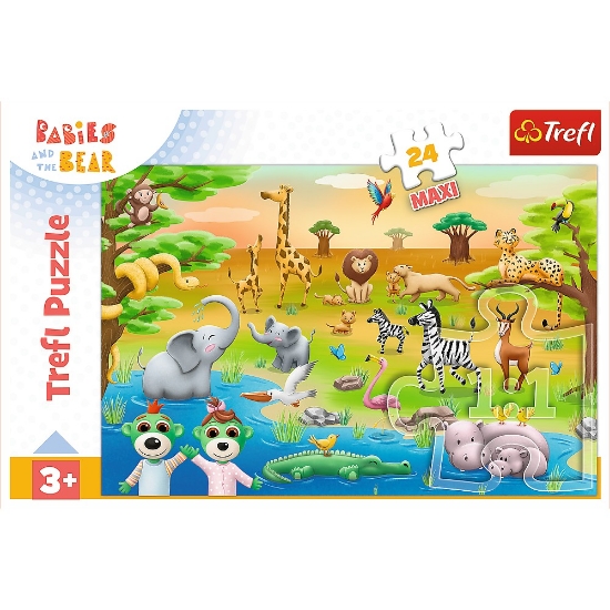 Imagine Puzzle Trefl 24 MAXI Babies and the Bear – Safari
