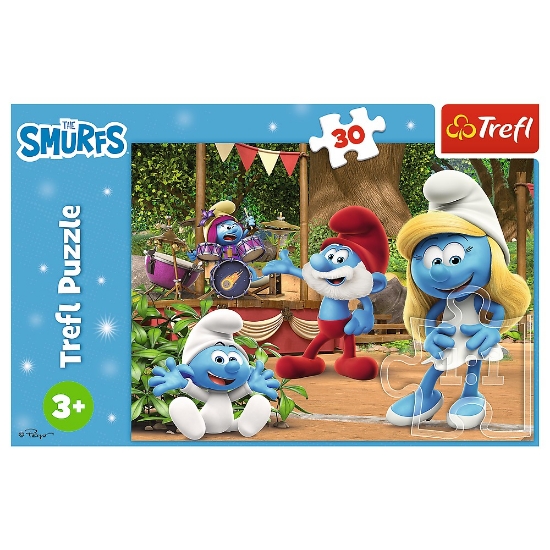 Imagine Puzzle Trefl 30 Strumfii – Strumfița și strumfii