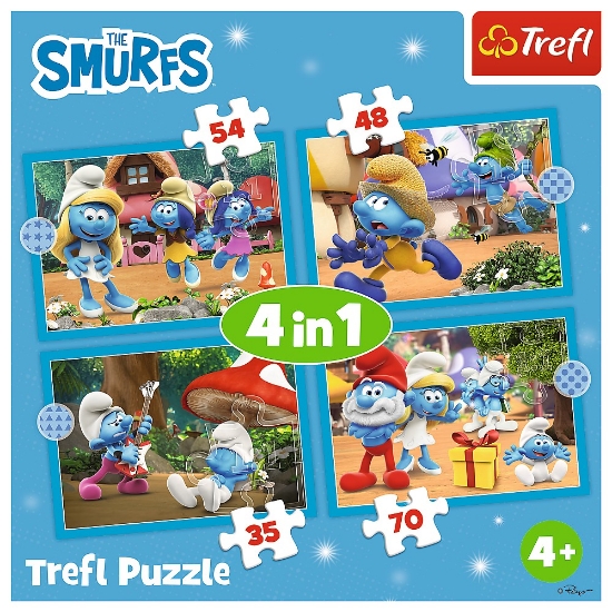 Imagine  Puzzle Trefl 4in1 Strumfii Satul Strumfilor