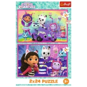 Imagine PUZZLE TREFL 2X24 GABBYS DOLLHOUSE AVENTURILE LUI GABBY