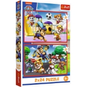 Imagine PUZZLE TREFL 2X24 PATRULA CATELUSILOR ZIUA AMUZANTA A CATELUSILOR