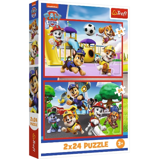 Imagine PUZZLE TREFL 2X24 PATRULA CATELUSILOR ZIUA AMUZANTA A CATELUSILOR