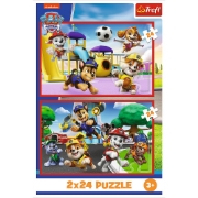 Imagine PUZZLE TREFL 2X24 PATRULA CATELUSILOR ZIUA AMUZANTA A CATELUSILOR