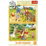 Imagine PUZZLE TREFL 2X24 DISNEY WINNIE THE POOH ZI DE JOACA CU WINNIE SI PRIETENII 