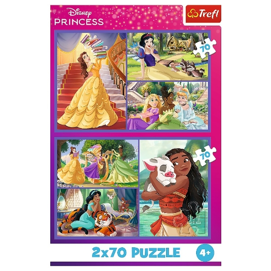 Imagine Puzzle Trefl 2x70 Disney Princess – Viața prințeselor Disney