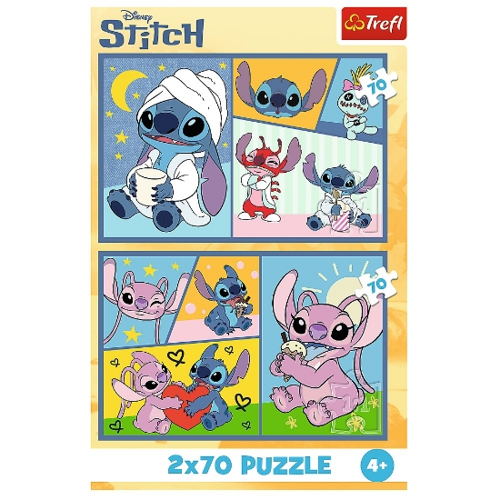 Imagine Puzzle Trefl 2x70 Stitch – Nu există plictiseală cu Stitch