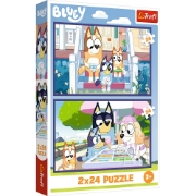 Imagine PUZZLE TREFL 2X24 BLUEY DISTRACTIE CU BLUEY