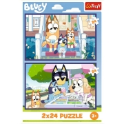Imagine PUZZLE TREFL 2X24 BLUEY DISTRACTIE CU BLUEY