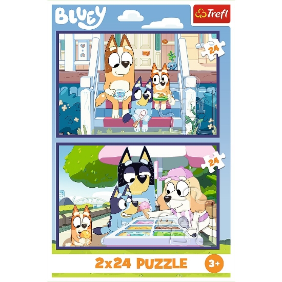 Imagine Puzzle Trefl 2x24 Bluey Distracție cu Bluey