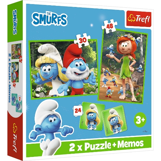 Imagine PUZZLE TREFL 2IN1 MEMO STRUMFII SI PRIETENII LUI 