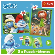 Imagine PUZZLE TREFL 2IN1 MEMO STRUMFII SI PRIETENII LUI 
