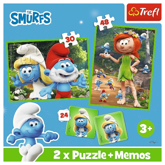 Imagine Puzzle Trefl 2in1 Memo Ștrumfii și prietenii lui
