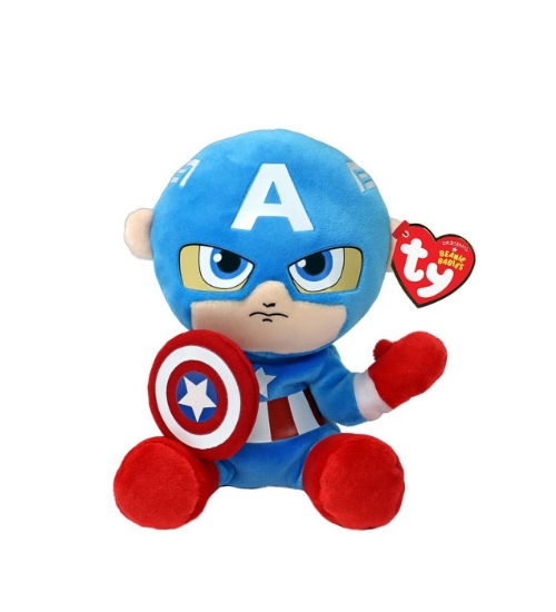 Imagine PLUS TY 15CM BEANIE BABIES SOFT MARVEL CAPTAIN AMERICA