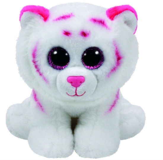 Imagine PLUS TY 24CM BEANIE BABIES TABOR TIGRU ALB ROZ