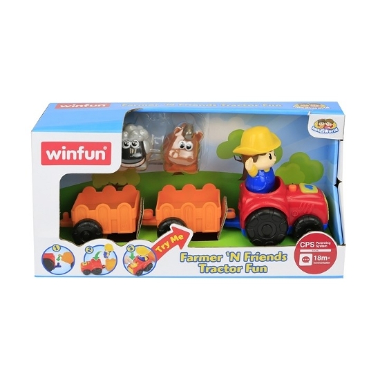 Imagine WINFUN TRACTORAS CU REMORCA SI FIGURINA FERMIER