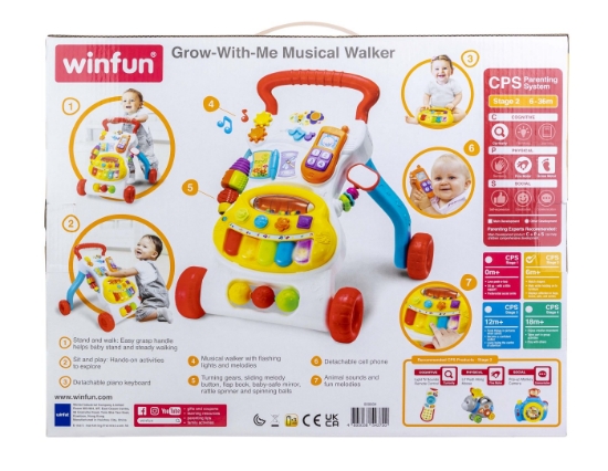 Imagine Antemergător educativ Winfun 2-în-1 cu centru de activități muzicale