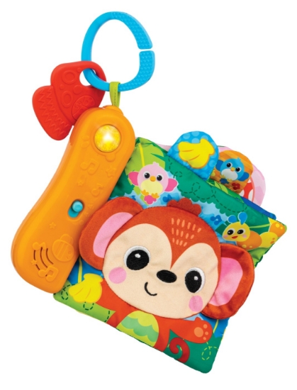 Imagine Carte senzorială Winfun – texturi moi, sunete vesele și distracție pentru cei mici 🐵📖✨