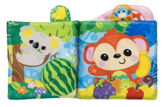 Imagine Carte senzorială Winfun – texturi moi, sunete vesele și distracție pentru cei mici 🐵📖✨