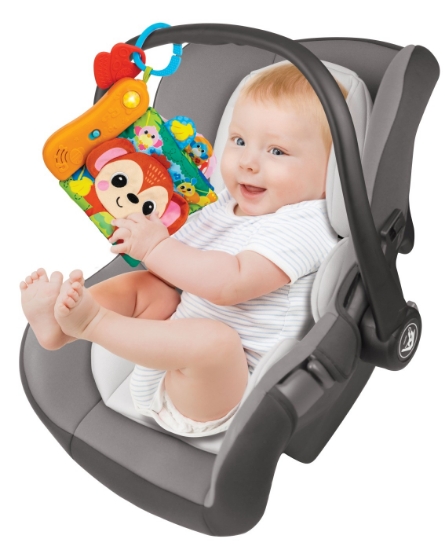 Imagine Carte senzorială Winfun – texturi moi, sunete vesele și distracție pentru cei mici 🐵📖✨