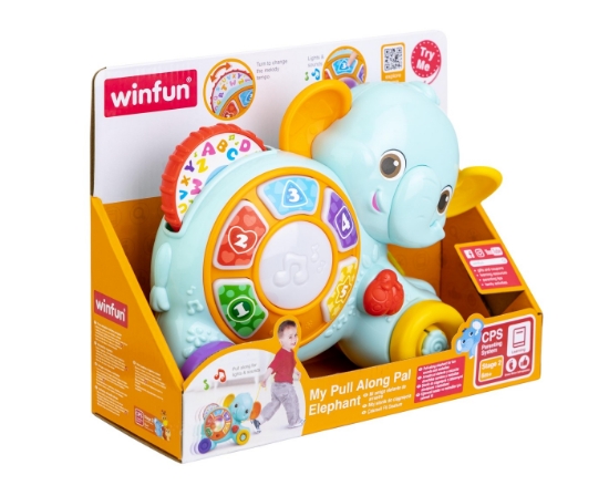 Imagine Winfun jucărie de tras elefant cu sunete și lumini
