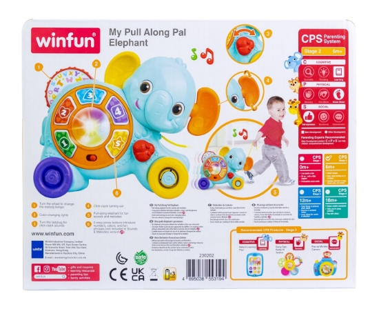 Imagine Winfun jucărie de tras elefant cu sunete și lumini
