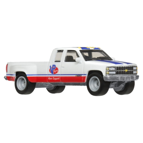 Imagine  Hot Wheels transportator Chevy Silverado 3500 '88 cu mașinuță Chevy Nova '63, scară 1:64