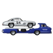 Imagine HOT WHEELS TRANSPORTATOR  MERCEDES-BENZ 55 BLAUES WUNDER CU MASINUTA MERCEDES-BENZ 300 SL SCARA 1:64