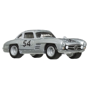 Imagine Hot Wheels transportator Mercedes-Benz 55 Blaues Wunder cu mașinuță Mercedes-Benz 300 SL, scară 1:64
